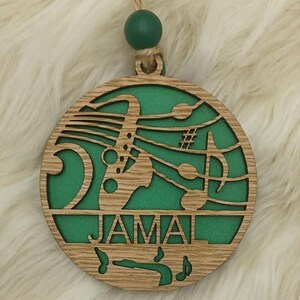 Personalized Saxophone Ornament - Alder Wood, Musical Gift