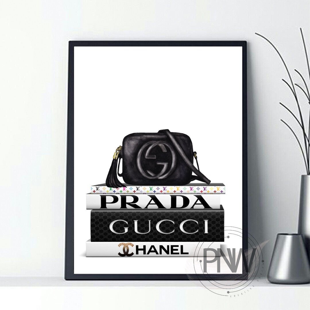 Designer Gucci bag fashion books glam fashion art wall print Etsy
