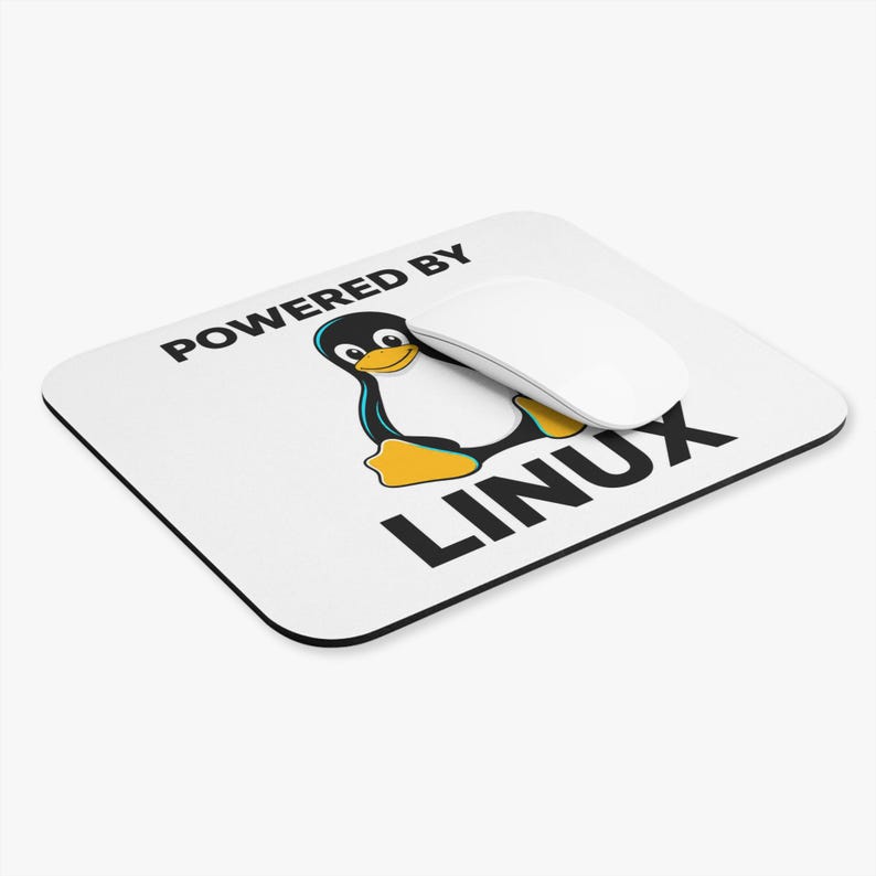 Powered by Linux mouse pad | rectangular computer desk mat image 3