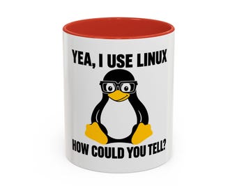 タックス・ザ・ペンギンのアクセントコーヒーマグ | Linuxマスコットセラミックマグ