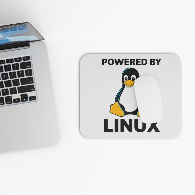 Powered by Linux mouse pad | rectangular computer desk mat image 4