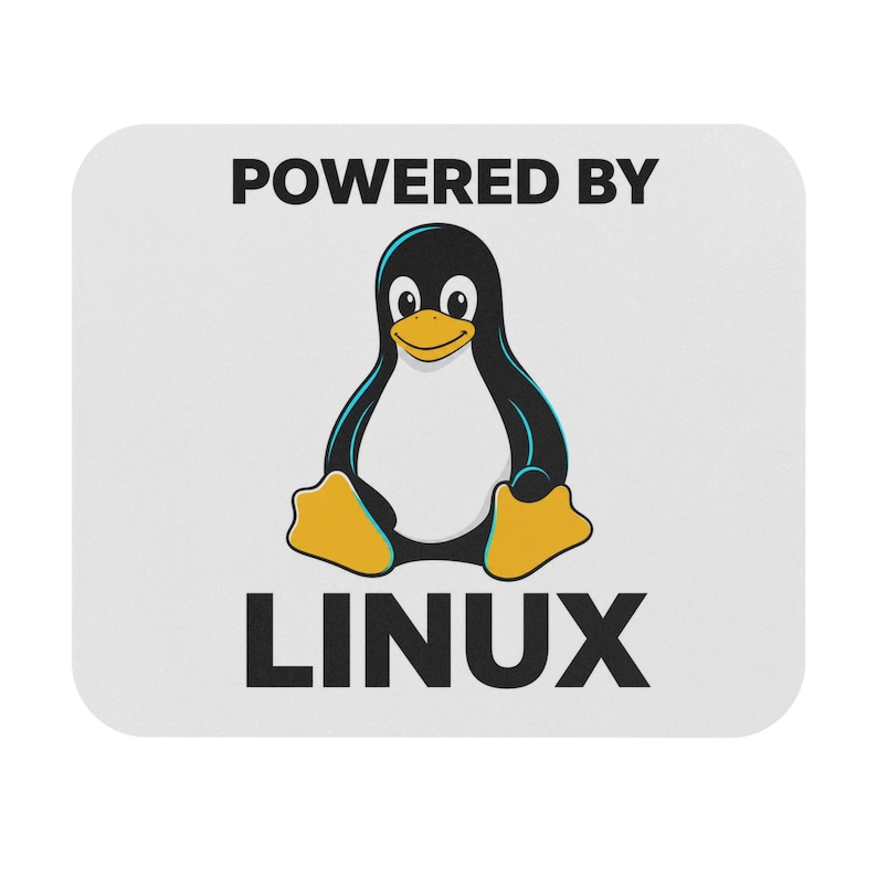 Powered by Linux mouse pad | rectangular computer desk mat image 1