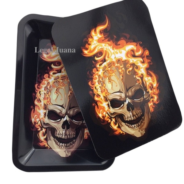 Flaming Skull Rolling Tray