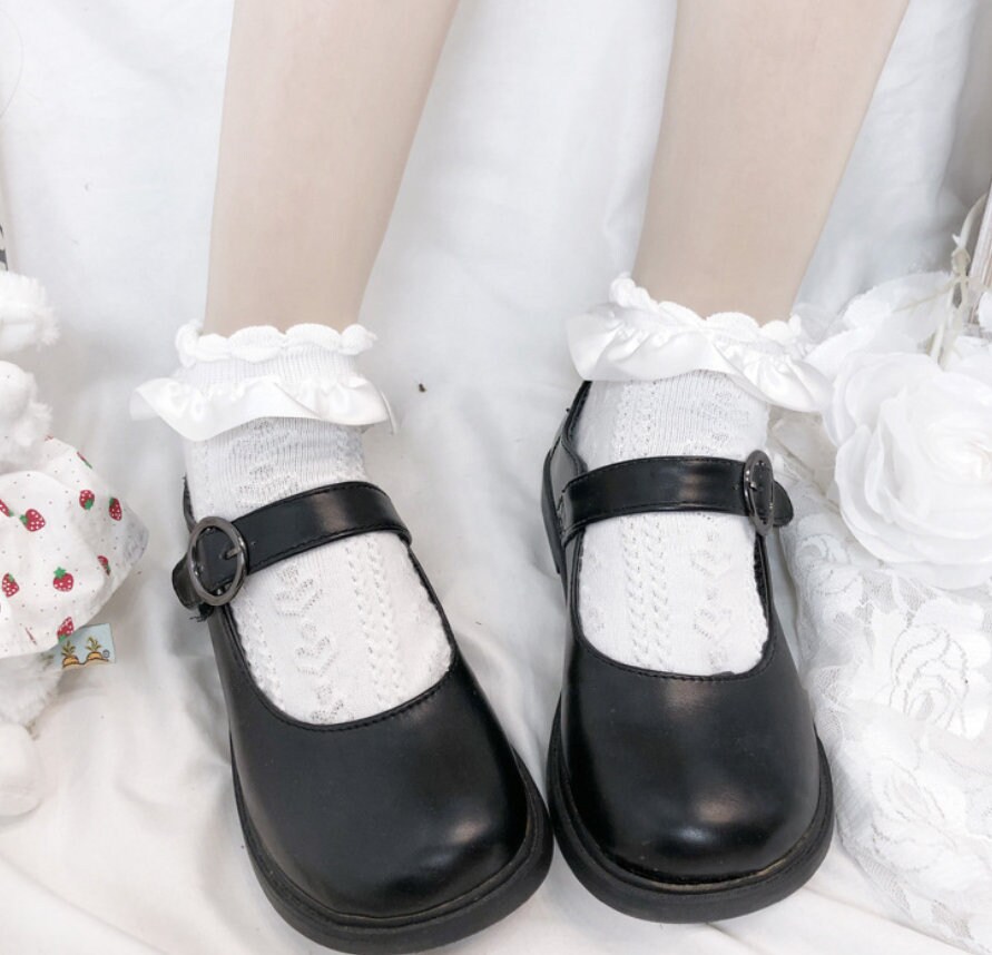 Lolita JK Anime socks ladies opaque ankle high cute socks with | Etsy