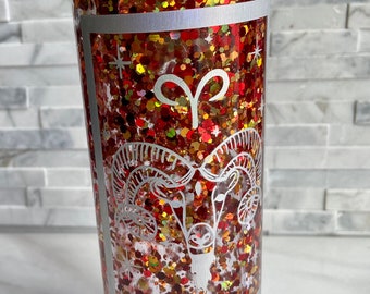 Bélier, Zodiac, Tarot, 16oz BPA free Snow globe Tumbler