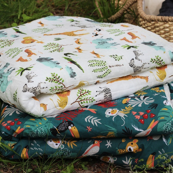 Baby cotton blanket animals savannah