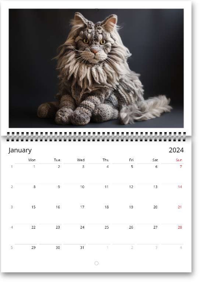 2024 Cat Calendar HD Crocheted Cats Wall Calendar Yearly Planner Animal