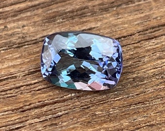 Natural tanzanite (zoisite) gorgeous cushion cut , 1.20 ct weight, size is near to 7x5 MM, Loupe Clean, Rare Old Mine Stone
