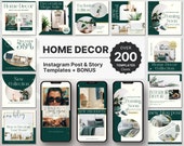 Home Decor Instagram Templates Bundle Kit, Luxury Instagram Branding Kit, Interior Design Instagram Posts and Stories, Instagram Highlights