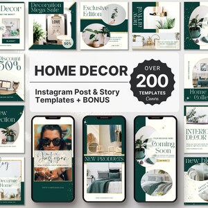 Home Decor Instagram Templates Bundle Kit, Luxuriöses Instagram Branding Kit, Interior Design Instagram Posts und Stories, Instagram Highlights
