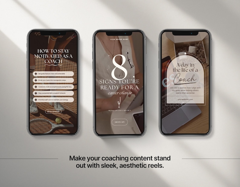 Coach Instagram Reels Templates, Canva Editable Reels for Coaches & Course Creators, Neutral Beige Aesthetic, Social Media Video Content image 4
