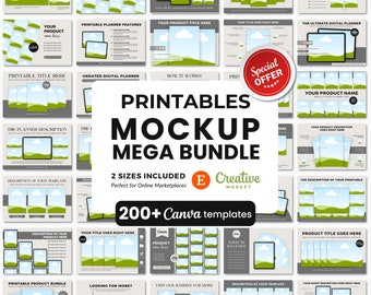 Mega Bundle de plantillas de maquetas de artículos imprimibles, plantillas de anuncios de Etsy para artículos imprimibles, plantillas de maquetas para tabletas, maquetas de papel tamaño carta y A4 de EE. UU.