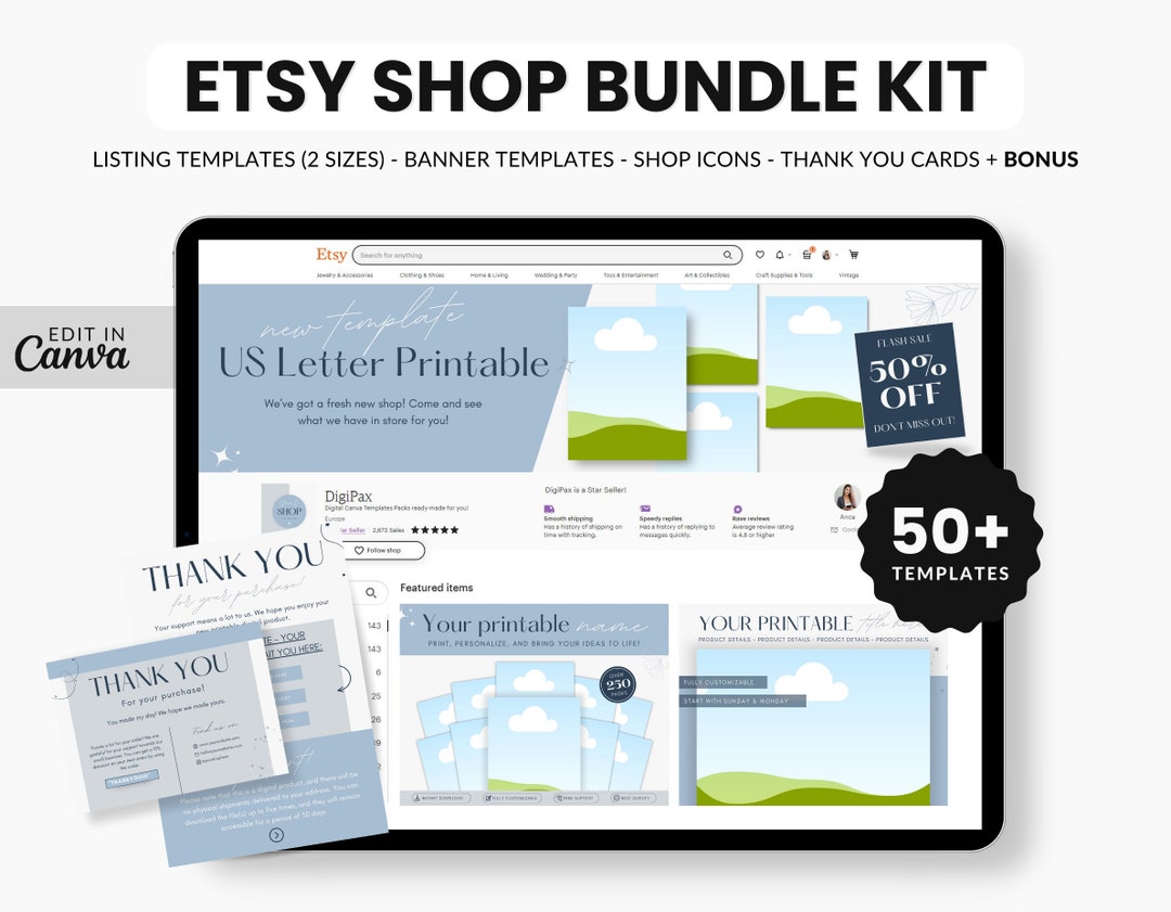 Etsy Printables Us Letter Size Branding Kit Etsy Digital Shop - Etsy