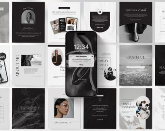 Paket med mallar för coaching på Instagram, mallar för coaching på Instagram i Canva, mallar för sociala medier för affärscoacher, innehållsskapare för Instagram