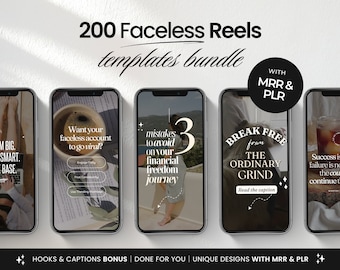 Instagram Faceless Reels Templates Bundle with PLR & MRR, Aesthetic Faceless Reels with Master Resell Rights, Luxury Faceless Reels Canva