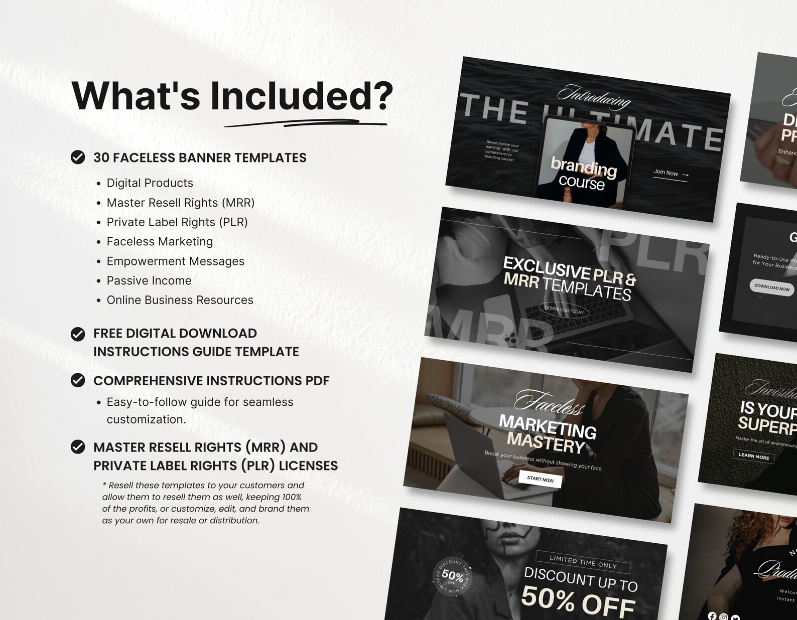 Faceless Website Banner Templates With PLR & MRR, Aesthetic Faceless ...