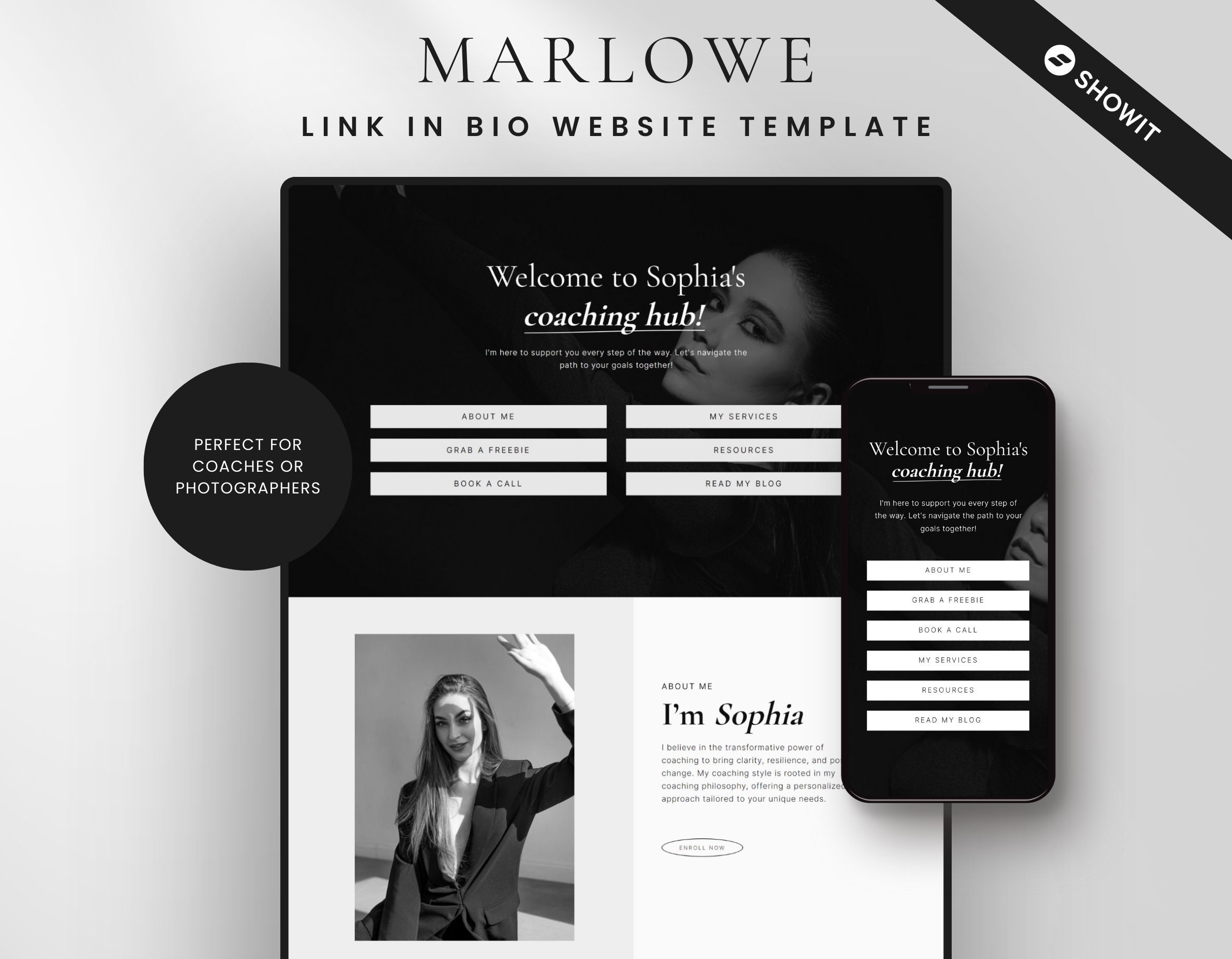 Showit Link in Bio Template for Coaches & Photographers, Showit ...