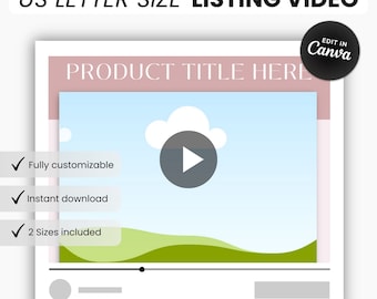 Landschaft US Letter Size Listing Video Vorlage Canva, US Letter Paper Listing Video Vorlage, Landschaft Printable Square Video Mockup Canva