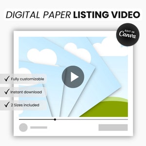 Modello video per inserzione su carta digitale Etsy Canva, modello video per mockup su carta, modello video su carta quadrata, modello video per mockup su Canva
