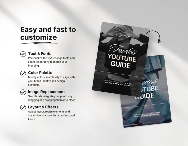 Faceless Youtube Automation with AI Guide with PLR & MRR Easy and Fast to Customize Mockup