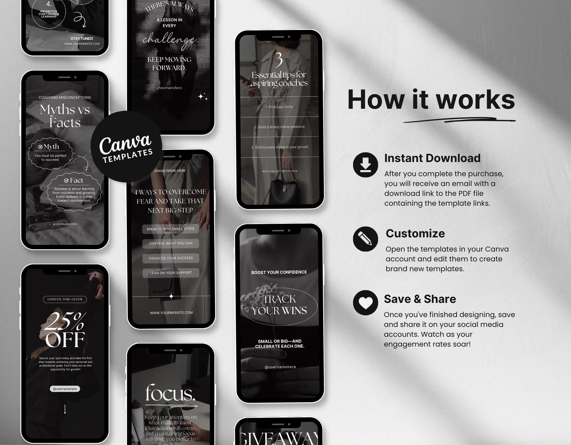Coach Instagram Reels Templates, Canva Editable Reels for Coaches ...