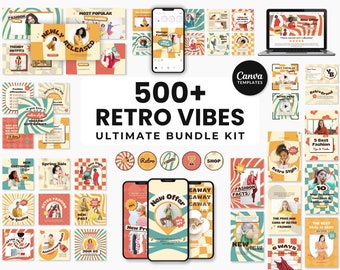 Retro Vibes Social Media Templates Bundle Kit, Retro Canva Templates Bundle, Fashion Social Media Templates, Retro Instagram Templates