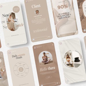 Wellness Instagram Templates Bundle Kit, Beige Wellness Coach Canva ...