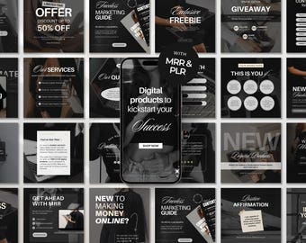 300 Faceless Instagram Templates Bundle PLR MRR Canva Editable, Instagram Post Story Carousel Templates, Digital Product Resell Content