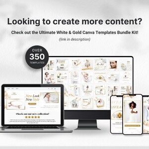 White & Gold Instagram Templates Bundle Kit Looking for more mockup