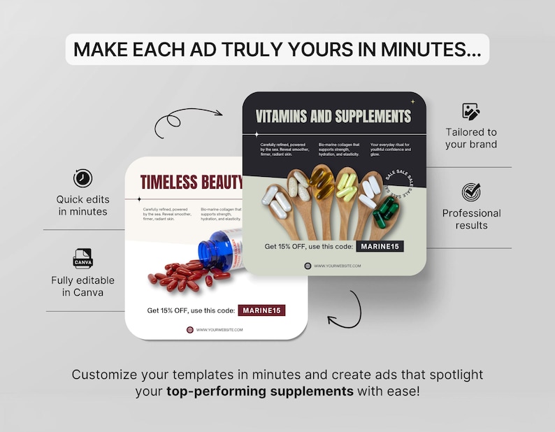 Supplement Ad Supplement Ad Templates Canva, Wellness & Nutrition Static Ads for ...