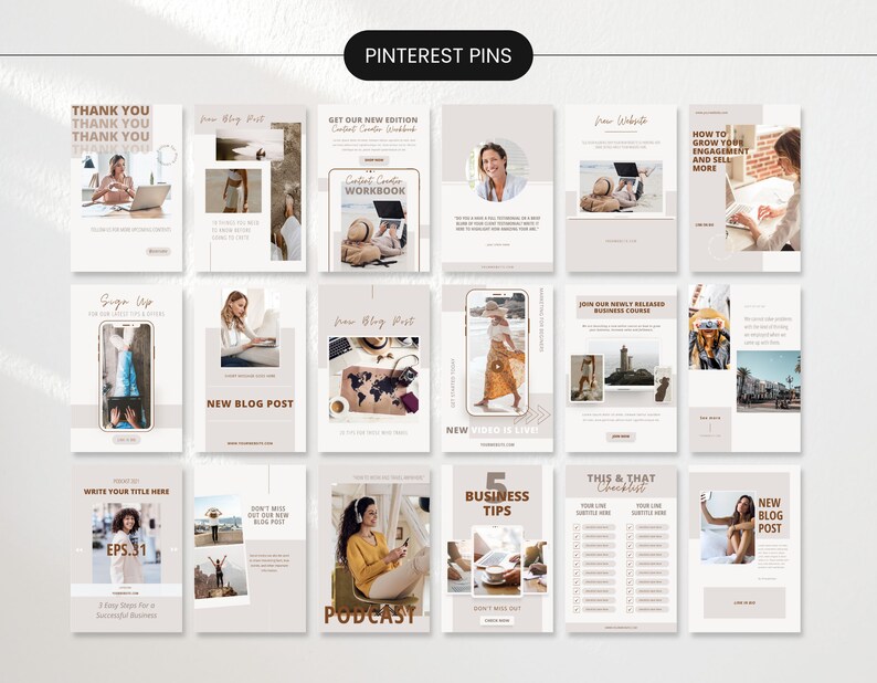 Course Creator Pinterest Pin Templates Neutral Mockup DigiPax