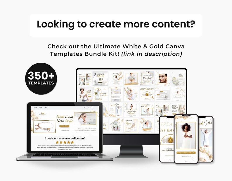 White & Gold Product Catalog Template Canva