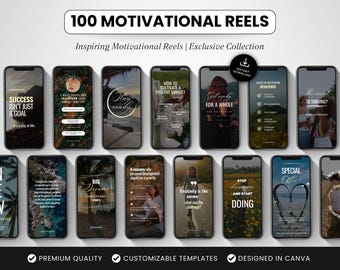 100 Motivational Reels Templates for Instagram & TikTok, Canva Video Bundle, Social Media Templates, Motivational Content for Entrepreneurs
