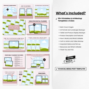 Printables Mockup Listing Templates, Etsy Listing Template Printables, A4 Planner Mockup Templates, Digital Product Mockups, Ebook Mockup image 2