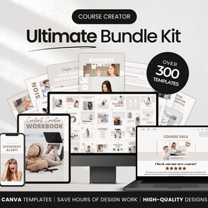 Ultimate Course Creator Social Media Templates Bundle Neutral Cover Mockup DigiPax