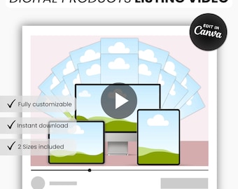 Digital Products Listing Video Template Canva, Digital Listing Video Template, Digital Bundle Square Video Template, Canva Video Template