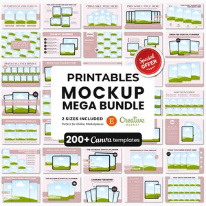 Printables Mockup Listing Templates Mega Bundle, Etsy Listing Template for Printables, Tablet Mockup Templates, US Letter & A4 Paper Mockups