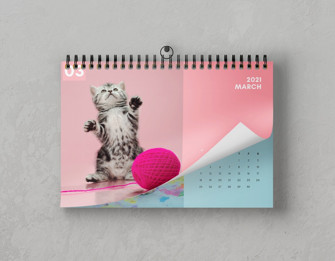2021 Calendar Printable Cute Pets Wall Calendar 2021 Etsy