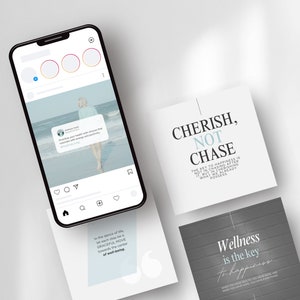 Wellness Quote Instagram Templates, Canva Editable Posts for Wellness & Holistic Coaches, Blue Aesthetic, Inspirational Quotes image 7