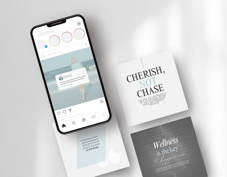 Wellness Quote Instagram Templates, Canva Editable Posts for Wellness & Holistic Coaches, Blue Aesthetic, Inspirational Quotes image 7