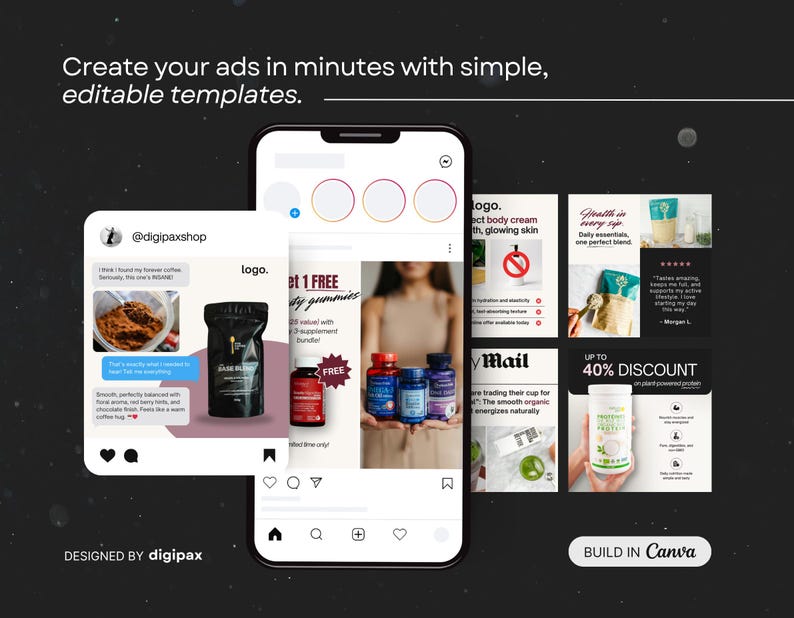 Supplement Ad Supplement Ad Templates Canva, Wellness & Nutrition Static Ads for ...