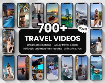 700 Travel Videos for Instagram Reels & TikTok with PLR and MRR, Luxury Travel Videos Vault, Travel Lifestyle Video Content for Social Media