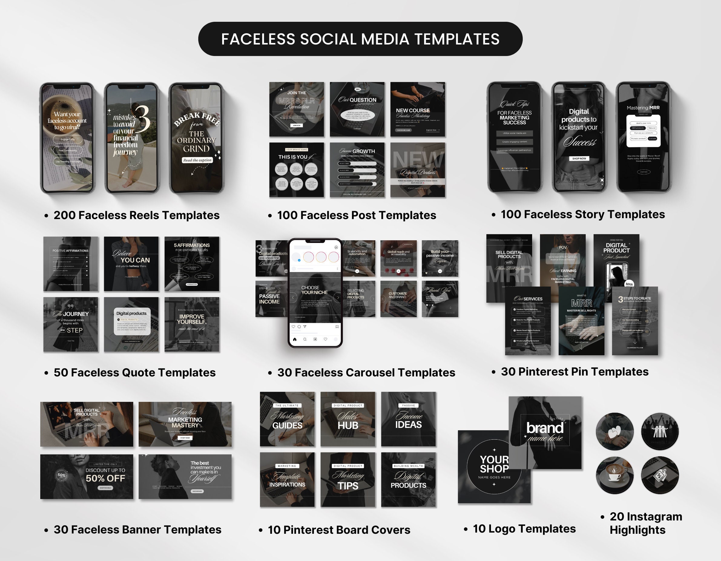 Ultimate Faceless Marketing Templates Bundle With PLR & MRR, Faceless ...