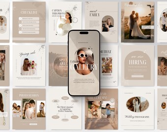 Kit de plantillas de Instagram para fotografía, plantilla de Canva para fotógrafos, kit de marca para redes sociales, historias de publicaciones de Instagram
