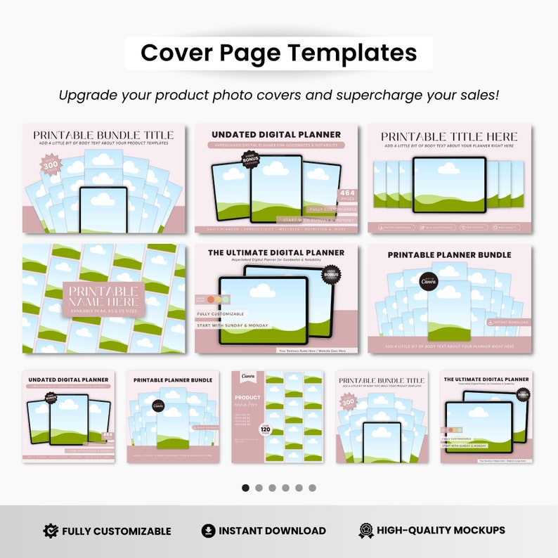 Printables Mockup Listing Templates, Etsy Listing Template Printables, A4 Planner Mockup Templates, Digital Product Mockups, Ebook Mockup image 3