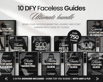 Ultimate Faceless Marketing Guide Templates Bundle with PLR & MRR, Faceless Digital Marketing Guide, Done for you Faceless Marketing Guides