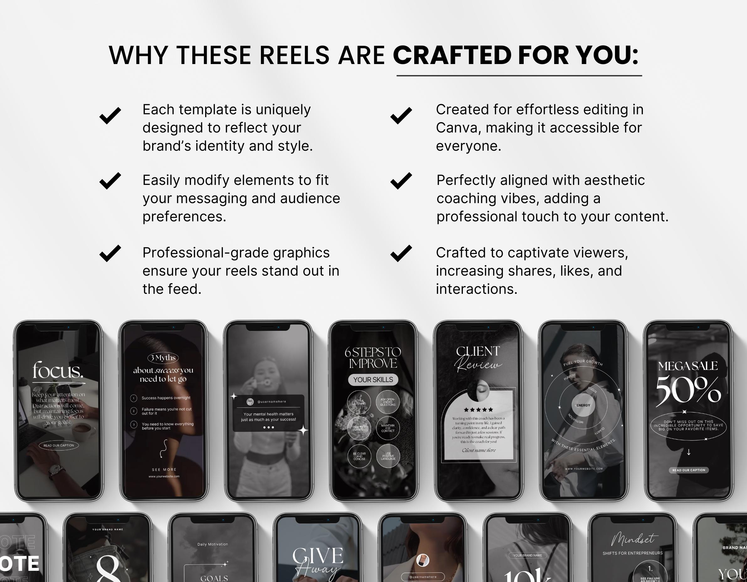 Coach Instagram Reels Templates, Canva Editable Reels for Coaches ...