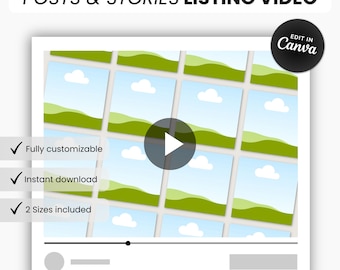 Instagram Posts & Stories Listing Video Template Canva, Social Media Templates Listing Video, Post und Story Templates Video Mockup Template