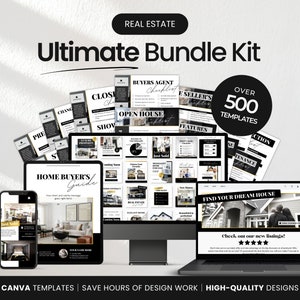 Ultimate Real Estate Marketing Templates Bundle Luxury, Real Estate Social Media Templates Toolkit, Real Estate Canva Bundle, Realtor Bundle