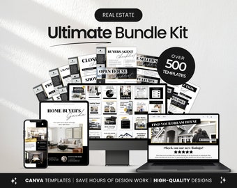 Ultimate Real Estate Marketing Templates Bundle Luxury, Real Estate Social Media Templates Toolkit, Real Estate Canva Bundle, Realtor Bundle